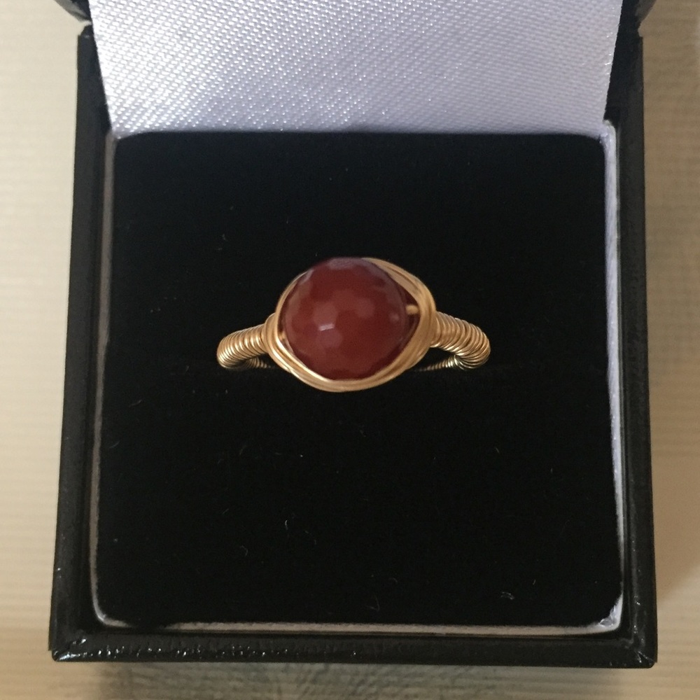 Gold filled wire carnelian ring-chakra healing